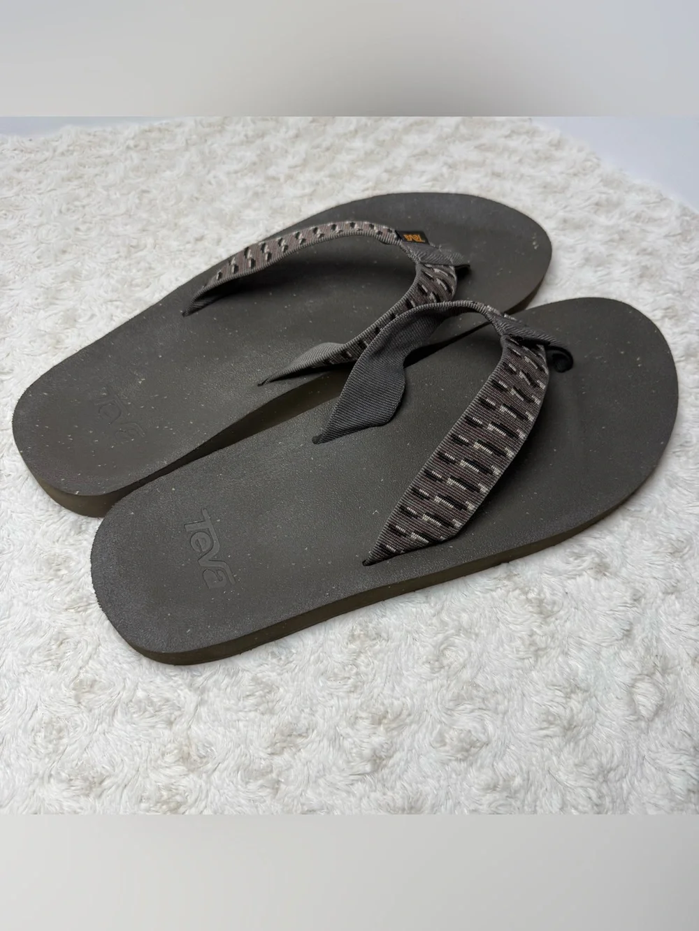 Teva Black Flip-Flops with Gray Patterned Straps